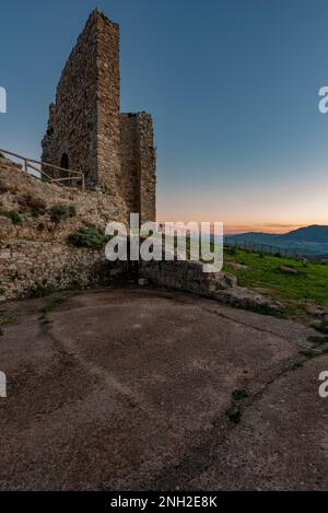 Panoramic view from Cefalà Diana castle ruins at dusk, Sicily Stock Photo