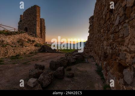 Panoramic view from Cefalà Diana castle ruins at dusk, Sicily Stock Photo