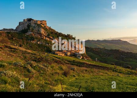 Panoramic view of the Caccamo castle, Sicily Stock Photo