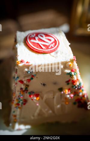 Cottage cheese easter on table in home kitchen. Church icons and candle on background. Orthodox religion theme. Stock Photo