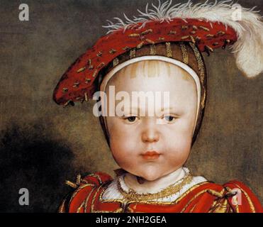 EDWARD VI of England and Ireland (1537-1553)  Detail of portrait by Hans Holbein the Younger in 1538 Stock Photo