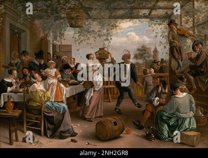 Jan Steen The Dancing Couple 1663 baroque painting Stock Photo