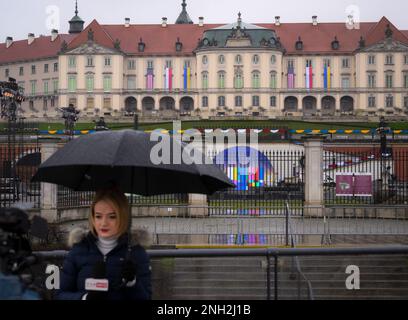 Warsaw, Poland. 20th Feb, 2023. in Warsaw, Poland on 20 February, 2023. President Joe Biden will be visiting Poland from 20 to 22 February and will give a speech in the Royal Palace gardens in the Warsaw on Tuesday. On Monday morning president Biden made a surprise visit to Kyiv to meet his Ukrainian counterpart Volodymyr Zelensky. (Photo by Jaap Arriens/Sipa USA) Credit: Sipa USA/Alamy Live News Stock Photo