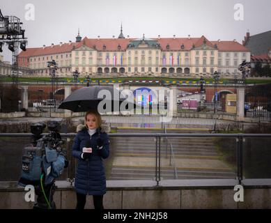 Warsaw, Poland. 20th Feb, 2023. in Warsaw, Poland on 20 February, 2023. President Joe Biden will be visiting Poland from 20 to 22 February and will give a speech in the Royal Palace gardens in the Warsaw on Tuesday. On Monday morning president Biden made a surprise visit to Kyiv to meet his Ukrainian counterpart Volodymyr Zelensky. (Photo by Jaap Arriens/Sipa USA) Credit: Sipa USA/Alamy Live News Stock Photo