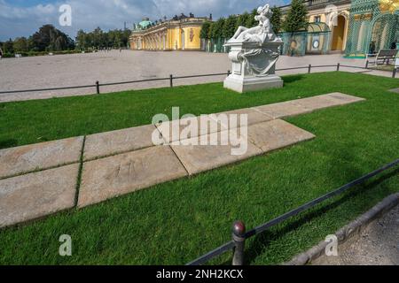 Potsdam, Germany - Sep 13, 2019: Grave of the dogs of Frederick the Great at Sanssouci Palace - Potsdam, Brandenburg, Germany Stock Photo