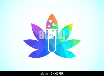Marijuana leaf. Medical cannabis. Hemp oil. Cannabis or marijuana leaf low poly style logo Stock Vector