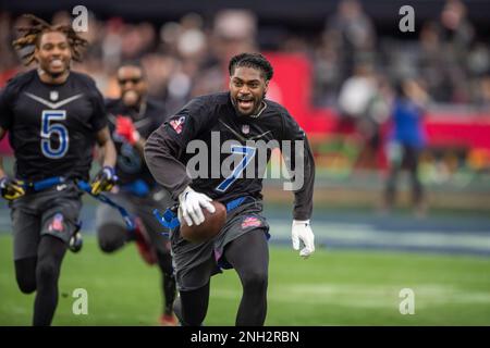 February 5, 2022: Dallas Cowboys cornerback Trevon Diggs (7) during the NFC Pro  Bowl Practice at Las Vegas Ballpark in Las Vegas, Nevada. Darren Lee/(Photo  by Darren Lee/CSM/Sipa USA Stock Photo 