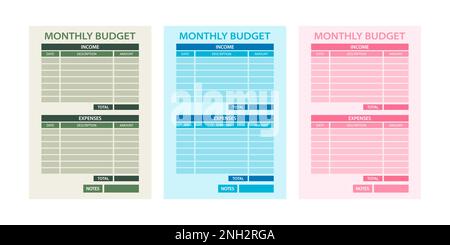 Personal Monthly Budget Planner Stock Vector - Illustration of digital,  calendar: 238369879