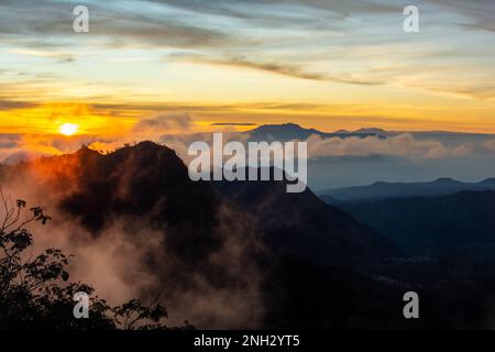 Sunrise near mount Bromo on Java, Indonesia Stock Photo