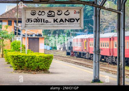 Sri Lanka, Kandy train station onThe Kandy to Ella railway through the Sri Lankan hill country Stock Photo