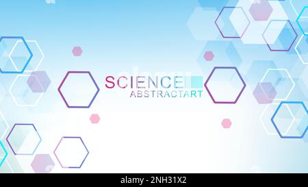 Modern scientific background with hexagons, lines and dots. Wave flow abstract background. Molecular structure for medical, technology, chemistry, sci Stock Vector