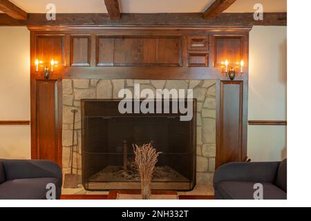 Architectural details of restored Michigan Property Stock Photo