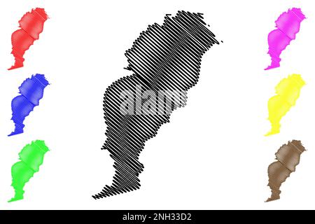 Tlacoapa municipality (Free and Sovereign State of Guerrero, Mexico, United Mexican States) map vector illustration, scribble sketch Tlacoapa map Stock Vector