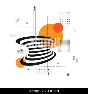 Abstract black lines orange background Stock Vector
