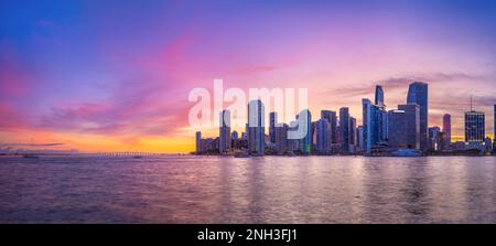 the skyline of miami during a beautiful sunset Stock Photo