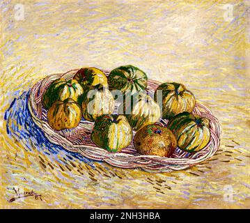 Vincent van Gogh's Still Life, Basket of Apples (1887) famous painting. Original from the Saint Louis Art Museum. Stock Photo