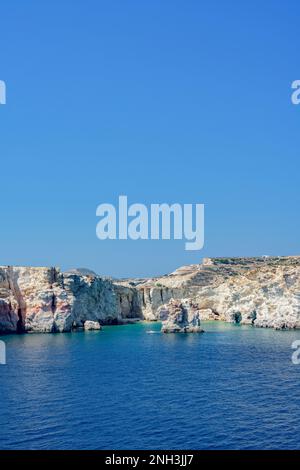 The colorful cliffs of Kimolos island, Greece Stock Photo