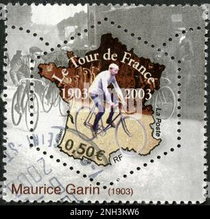 TIMBRE OBLITÉRÉ LE TOUR DE FRANCE 1903-2003. MAURICE GARIN, 1903. LA POSTE. RF. 0,50 € Stock Photo