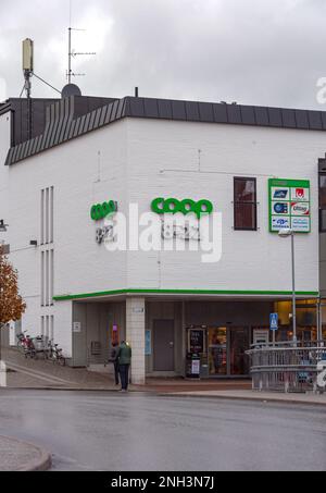 Stromstad, Sweden - November 1, 2016: Coop Grocery Store Supermarket at Oslovagen Street in Town Centre. Stock Photo