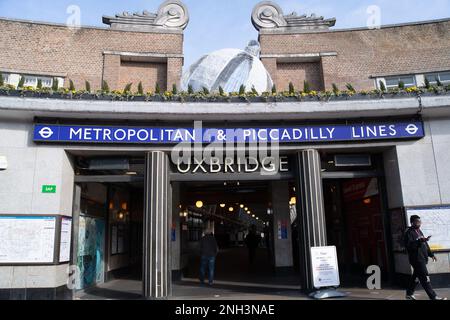 Uxbridge, London Borough of Hillingdon, UK. 9th February, 2023. A London Underground station in Uxbridge. London Underground are now displaying LGBT posters at their stations. Credit: Maureen McLean/Alamy Stock Photo