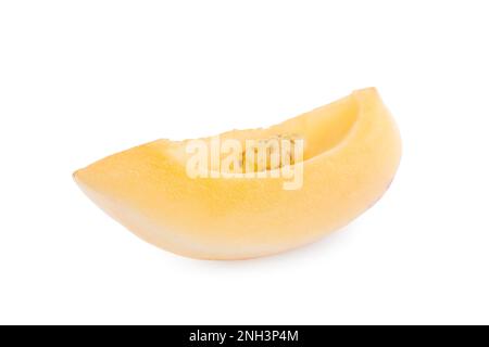Slice of fresh ripe pepino melon isolated on white Stock Photo