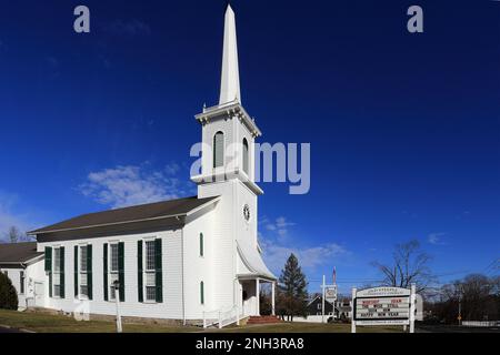 Old Steeple Community Church of Christ, Aquebogue, Long Island, New York Stock Photo