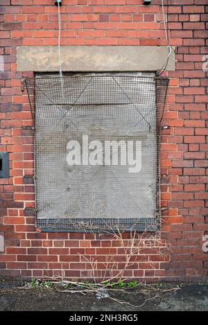 Boarded up windows of Liverpool Warehouse Stock Photo
