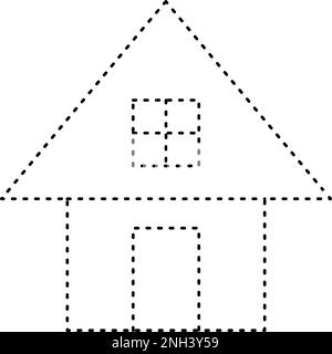 Tracing house dotted lines shape for preschool and kindergarten school ...