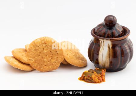 Namkeen Masala Mathri Also Called Matthi, Mathiya, Mathi, Farsi Poori, Farsan, Pharsaṇ Or Mathari Is Famous Tea Time Gluten Free Snacks Consumed Mostl Stock Photo