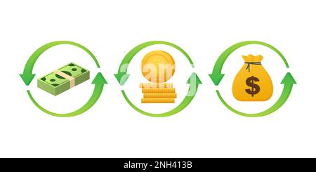 Cash flow. Idea of financial. Banknotes fly away. Vector stock illustration. Stock Vector