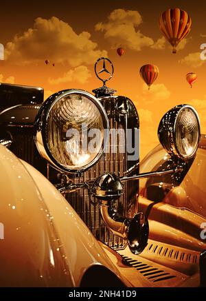 Mercedes Benz classic car poster Stock Photo
