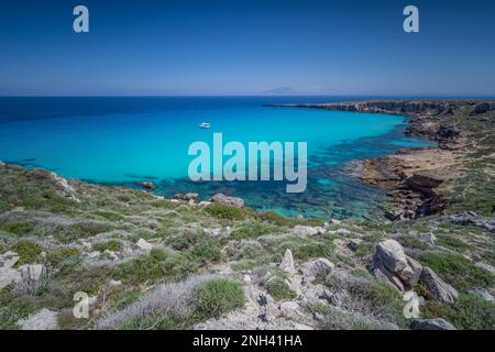 Panoramic view on Cala Rossa bay, Favignana Stock Photo