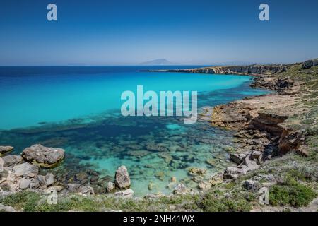 Panoramic view on Cala Rossa bay, Favignana Stock Photo