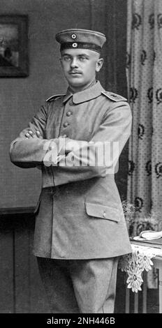 Portrait of a soldier in his uniform looking into the camera, Lower Saxony, Germany, World War I, about 1915 Stock Photo