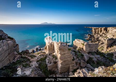 Panoramic view on Cala Rossa bay, Favignana Stock Photo