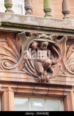 A cherub on The Spiers Centre former public baths, Alloa. Stock Photo