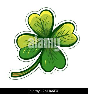 Green clover leaf on a white background. Vector illustration. Stock Vector