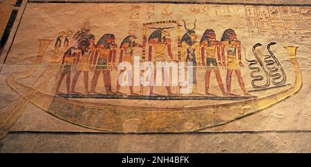 Rock drawing in the royal tomb of Ramses IX, Valley of the Kings, Luxor, Egypt Stock Photo