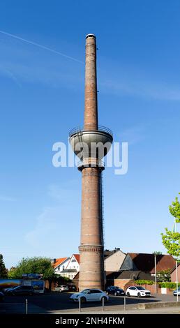 Annealing furnace hall of the former Gempt wire rope factory, associated chimney with water tank, today Gempthalle cultural and event centre Stock Photo
