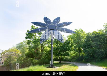 Solar panel in the form of a flower in the street of Astana, in