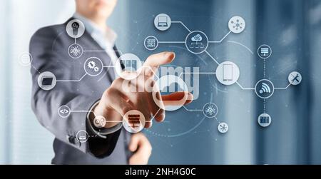 Cloud Computing concept on modern city futuristic background Stock Photo