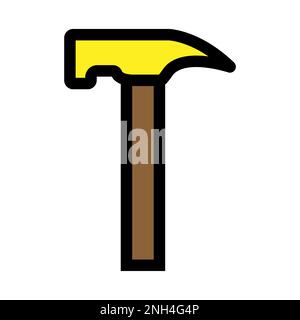 Construction hammer icon line isolated on white background. Black flat thin icon on modern outline style. Linear symbol and editable stroke. Simple an Stock Vector