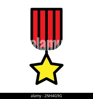 Medal with star icon line isolated on white background. Black flat thin icon on modern outline style. Linear symbol and editable stroke. Simple and pi Stock Vector