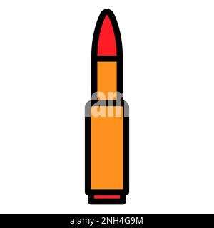 Weapon cartridge icon line isolated on white background. Black flat thin icon on modern outline style. Linear symbol and editable stroke. Simple and p Stock Vector