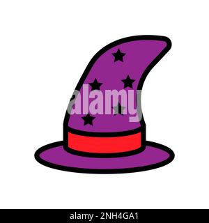 Wizard hat line icon isolated on white background. Black flat thin icon on modern outline style. Linear symbol and editable stroke. Simple and pixel p Stock Vector