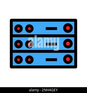 Data server icon line isolated on white background. Black flat thin icon on modern outline style. Linear symbol and editable stroke. Simple and pixel Stock Vector