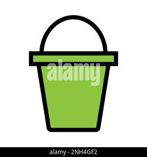 Bucket icon line isolated on white background. Black flat thin icon on modern outline style. Linear symbol and editable stroke. Simple and pixel perfe Stock Vector