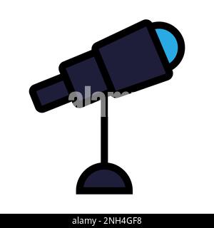 Telescope icon line isolated on white background. Black flat thin icon on modern outline style. Linear symbol and editable stroke. Simple and pixel pe Stock Vector