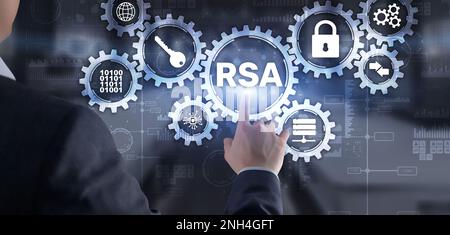 RSA. Cryptography and Network Security. Rivest Shamir Adleman cryptosystem Stock Photo