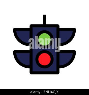 Traffic light icon line isolated on white background. Black flat thin icon on modern outline style. Linear symbol and editable stroke. Simple and pixe Stock Vector